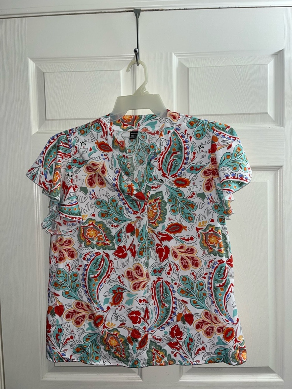 Floral Paisley Short-Sleeve Blouse - Multicolor